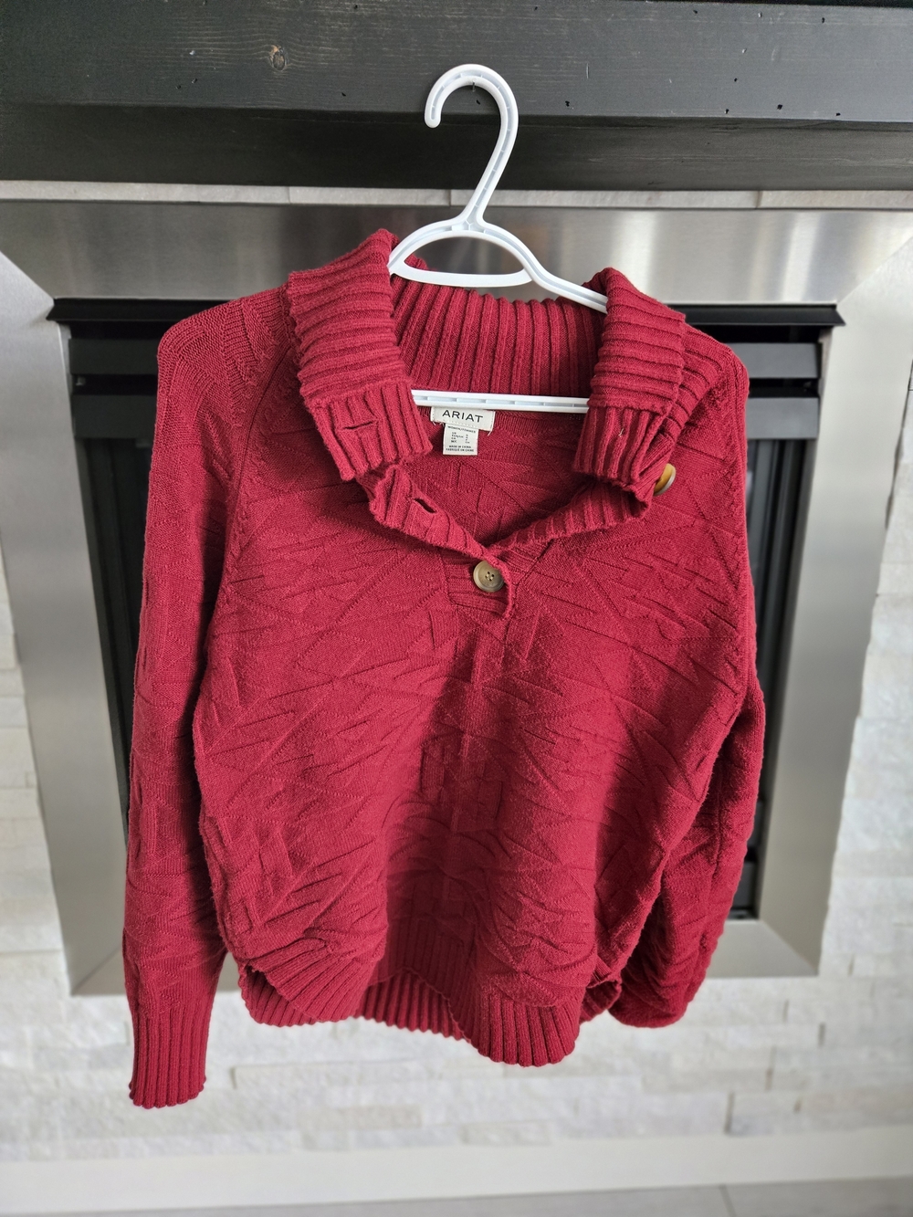 Ariat Deep Red Textured Ribbed Collar Sweater